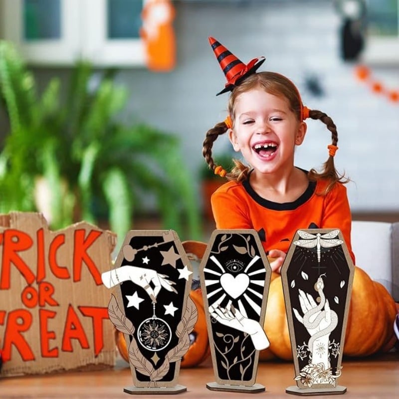 Ξύλινο διακοσμητικό Halloween: μάγισσα με αράχνη – 3D κρεμαστή διακόσμηση τοίχου
