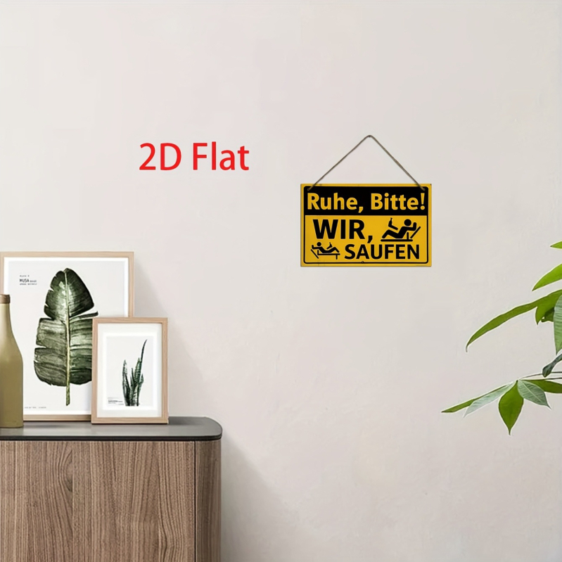 Drevená dekoratívna ceduľa s humorným motívom nemeckej krčmy na zavesenie na zárubňu v interiéri aj exteriéri.