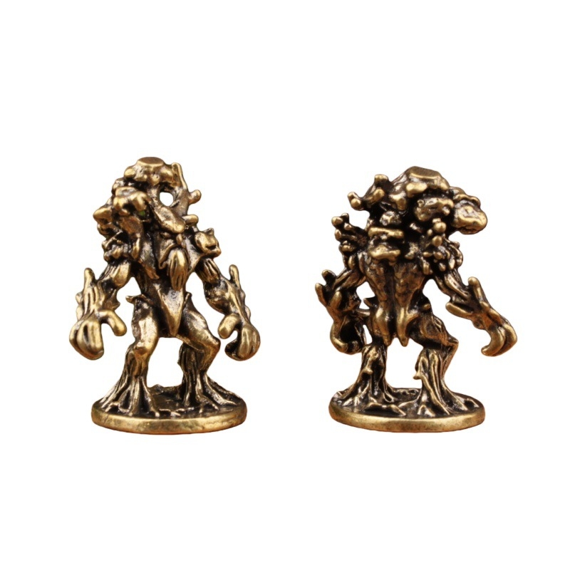 Sárgaréz-fa-szellem figura, retro stílusú kézműves modell asztali dísz