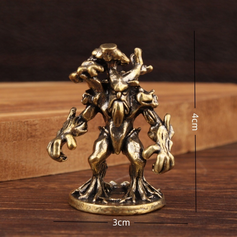 Sárgaréz-fa-szellem figura, retro stílusú kézműves modell asztali dísz