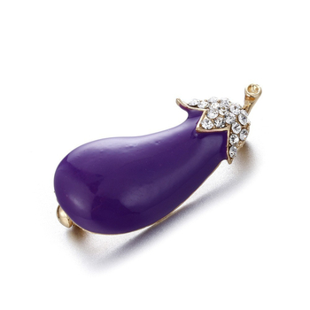 Lila padlizsán alakú brooch, ötvözetből, elektroplattálással, divatos uniszex kiegészítő