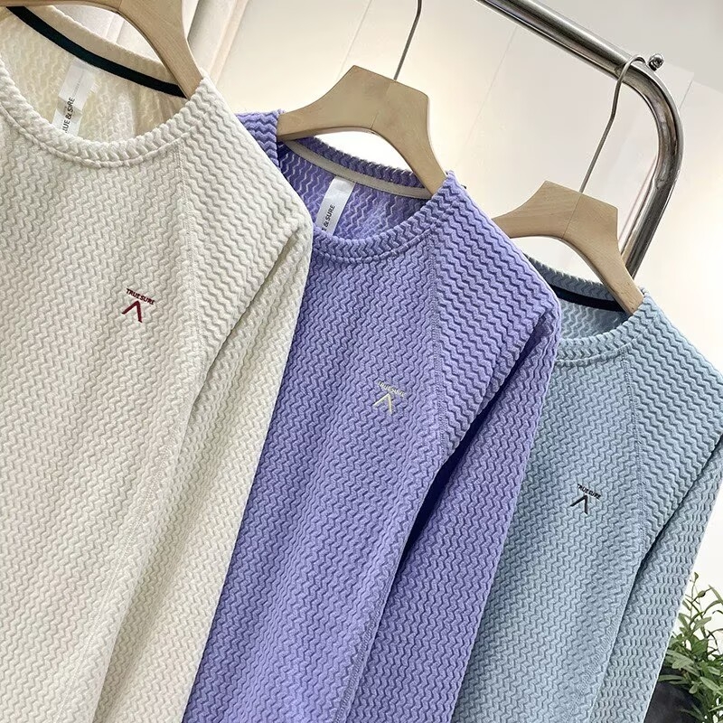 Női fleece pulóver hullám mintás patchwork, laza szabás, kör nyak, kültéri hegyi stílus