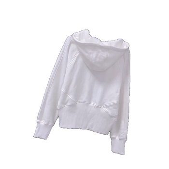 Női nyári koreai stílusú cropped kapucnis zip dzseki fehér, hosszú ujjú