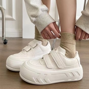 Ženske bijele tenisice inspirirane Zhao Lusi, s debelim potplatom, zatvarač na Velcro, jesen 2024
