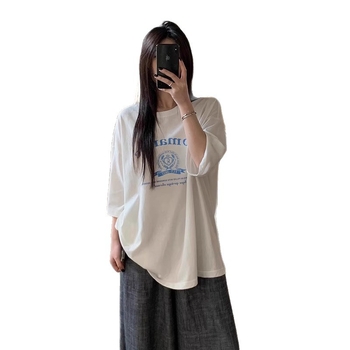 Zomiwang 2025 Nyári Laza Női Póló - Rövidujjú, Oversize, Betűs Print, Kerek Nyak
