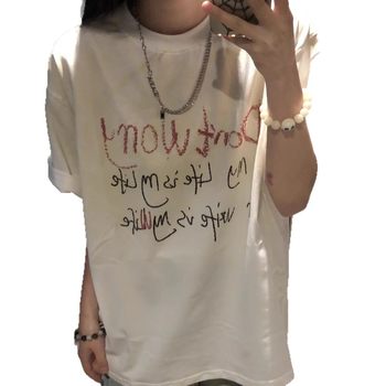 Női amerikai stílusú rövid ujjú póló, 2025 nyári kiadás, lazább szabás, streetwear
