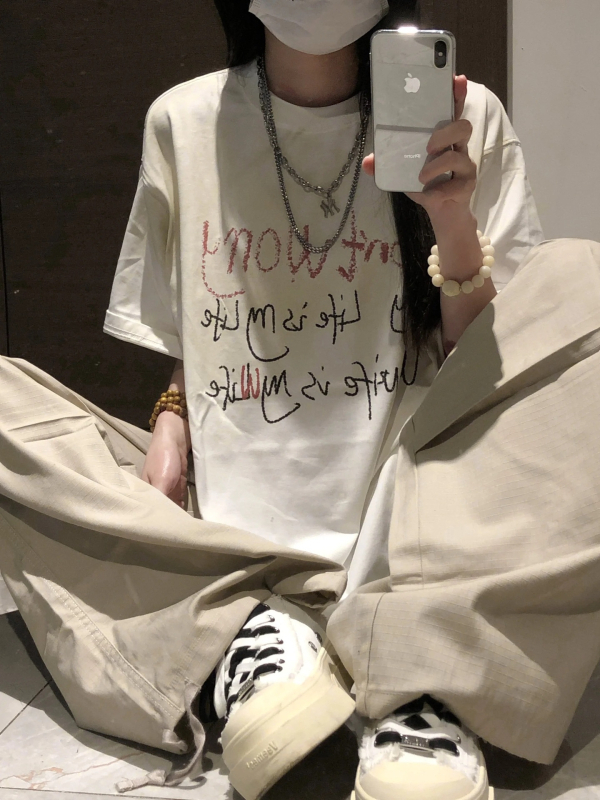 Női amerikai stílusú rövid ujjú póló, 2025 nyári kiadás, lazább szabás, streetwear