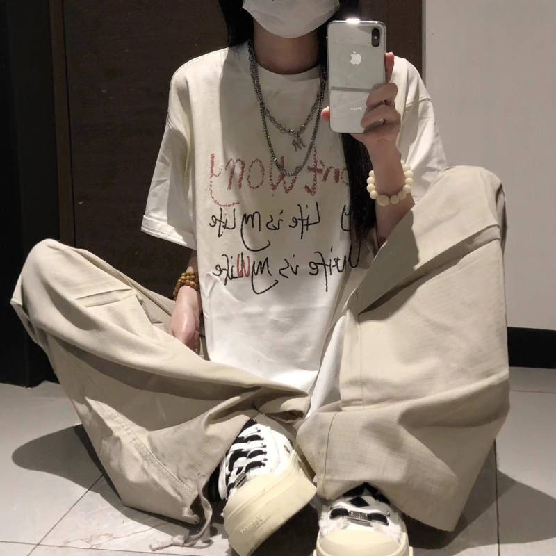 Női amerikai stílusú rövid ujjú póló, 2025 nyári kiadás, lazább szabás, streetwear