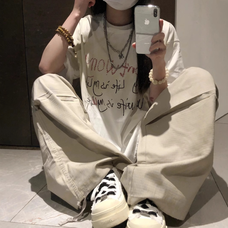 Női amerikai stílusú rövid ujjú póló, 2025 nyári kiadás, lazább szabás, streetwear