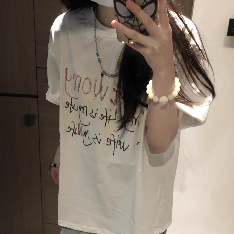 Női amerikai stílusú rövid ujjú póló, 2025 nyári kiadás, lazább szabás, streetwear