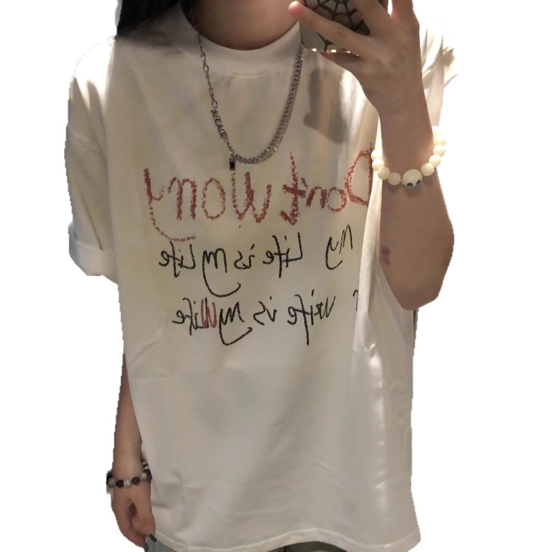 Női amerikai stílusú rövid ujjú póló, 2025 nyári kiadás, lazább szabás, streetwear
