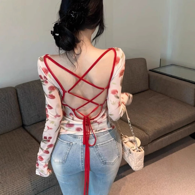 Top din plasă slim fit cu spate decupat, bretele în contrast, mâneci lungi, protecție solară, pentru femei