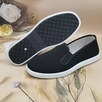 Férfi lélegző vászon slip‑on sétacipő, csúszásmentes vastag talppal