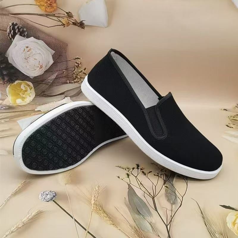 Férfi lélegző vászon slip‑on sétacipő, csúszásmentes vastag talppal