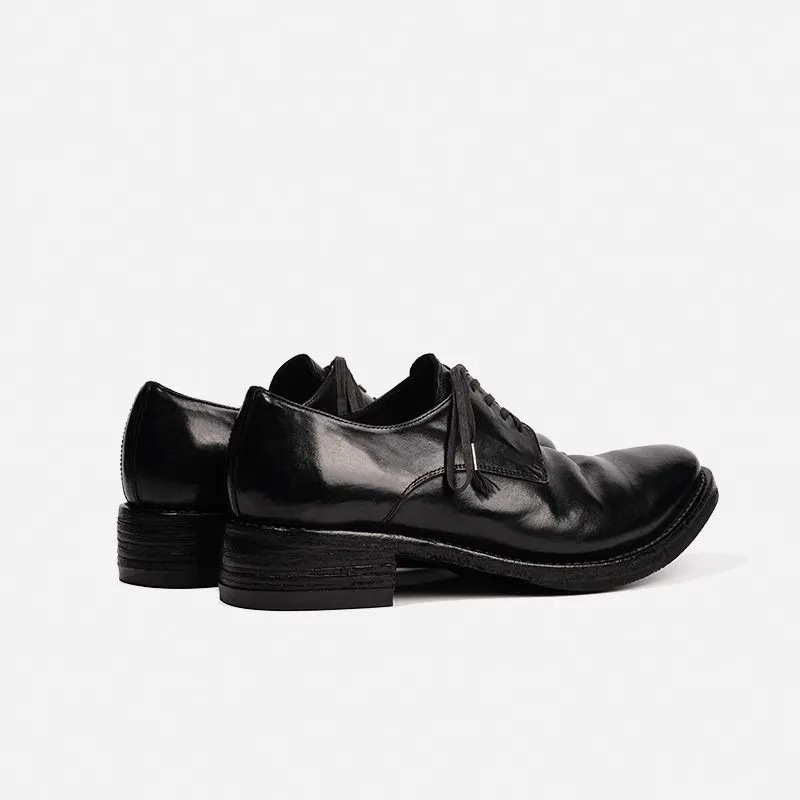 Pantofi Derby pentru bărbați cu vârf ascuțit, stil nișă inspirat de vrăjitoare, pantofi de birou cu talpă groasă și toc mediu pentru înălțime, casual-elegant