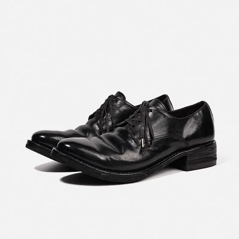 Pantofi Derby pentru bărbați cu vârf ascuțit, stil nișă inspirat de vrăjitoare, pantofi de birou cu talpă groasă și toc mediu pentru înălțime, casual-elegant