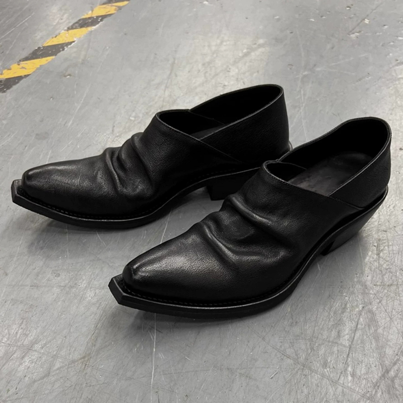 Mocasini pentru bărbați, stil casual modern, pantofi Derby din piele cu talpă groasă pentru creșterea înălțimii, slip-on