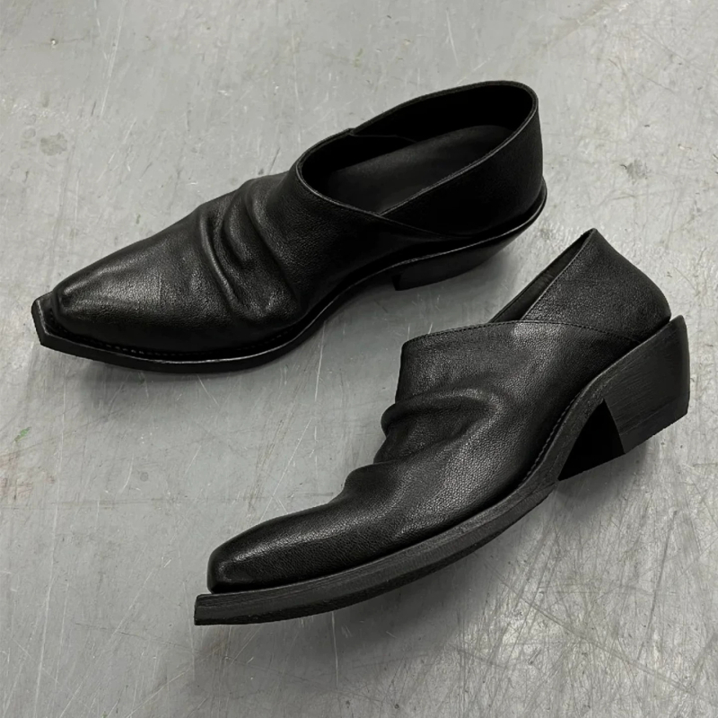 Mocasini pentru bărbați, stil casual modern, pantofi Derby din piele cu talpă groasă pentru creșterea înălțimii, slip-on