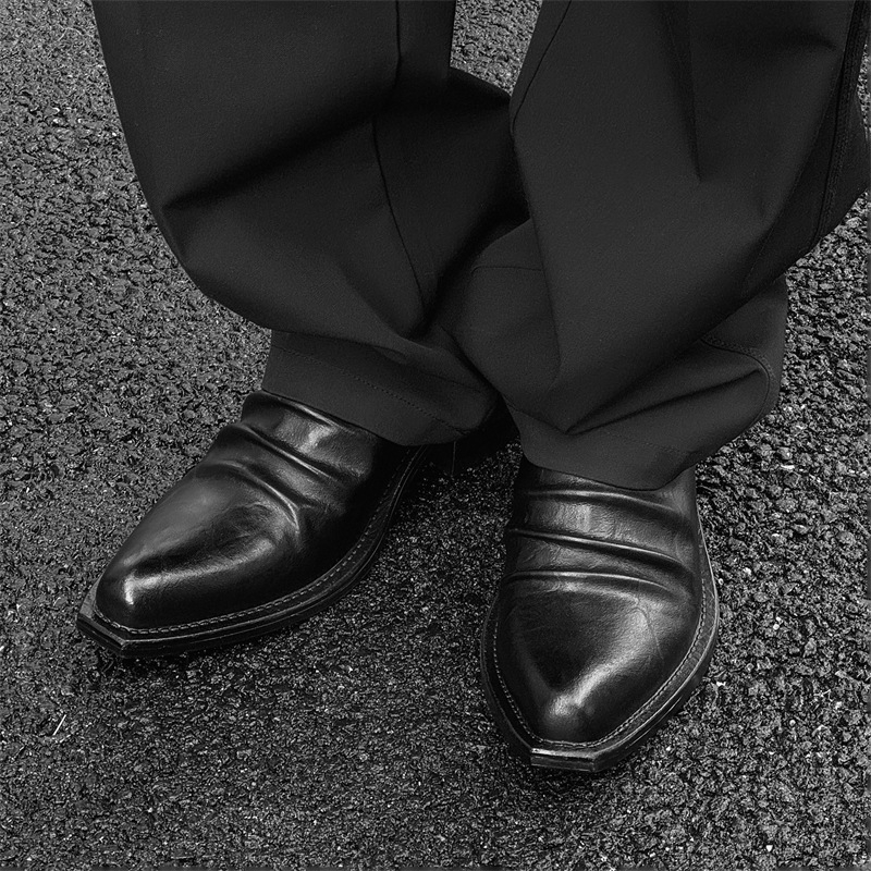 Mocasini pentru bărbați, stil casual modern, pantofi Derby din piele cu talpă groasă pentru creșterea înălțimii, slip-on