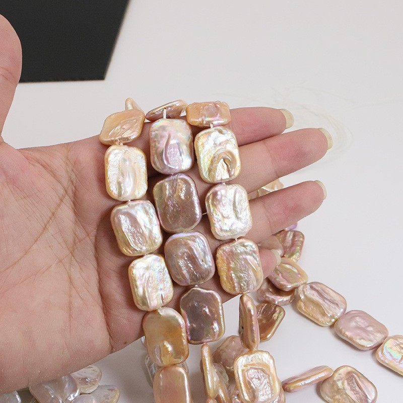 15×20 mm szabálytalan édesvízi gyöngyök – téglalap alakú félkész DIY ékszer alkatrészek, karkötőhöz és nyaklánchoz, kézzel készített