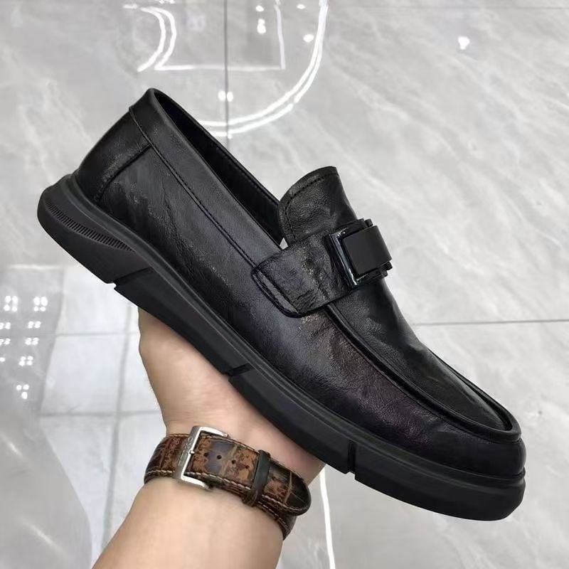 Pantofi bărbați din piele, slip-on pentru toamnă, stil casual și de afaceri, talpă moale, respirabilă.