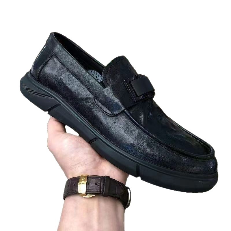 Pantofi bărbați din piele, slip-on pentru toamnă, stil casual și de afaceri, talpă moale, respirabilă.