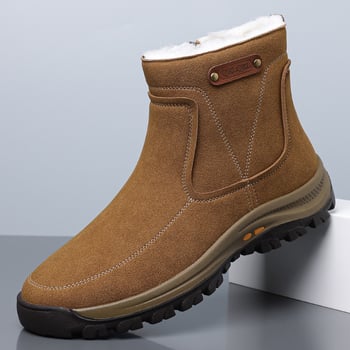 Cizme de iarnă pentru bărbați din velur, căptușire caldă, fermoar lateral, model 65922