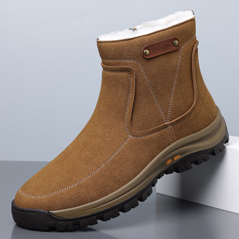 Cizme de iarnă pentru bărbați din velur, căptușire caldă, fermoar lateral, model 65922