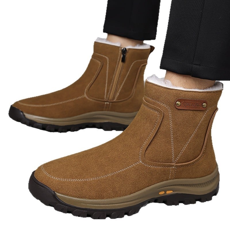 Cizme de iarnă pentru bărbați din velur, căptușire caldă, fermoar lateral, model 65922