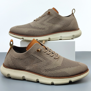 Férfi Slip-On sportcipő, lélegző Flyknit felsőrész, mindennapi sneakers stílusban