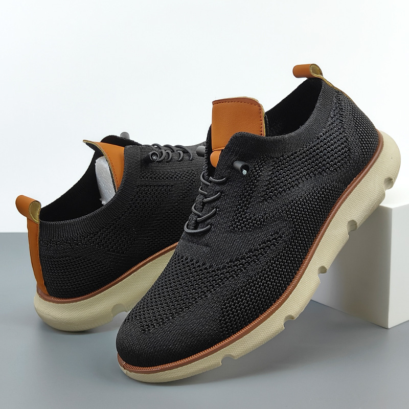 Férfi Slip-On sportcipő, lélegző Flyknit felsőrész, mindennapi sneakers stílusban