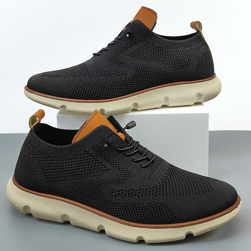 Férfi Slip-On sportcipő, lélegző Flyknit felsőrész, mindennapi sneakers stílusban