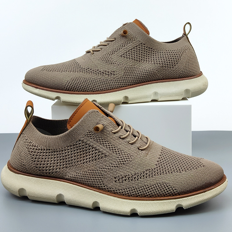 Férfi Slip-On sportcipő, lélegző Flyknit felsőrész, mindennapi sneakers stílusban