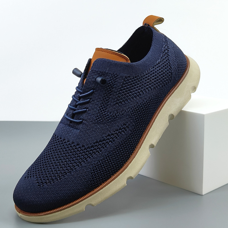 Férfi Slip-On sportcipő, lélegző Flyknit felsőrész, mindennapi sneakers stílusban