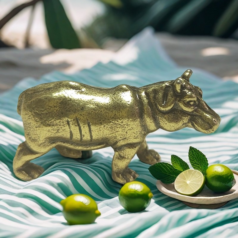 Masszív réz hippo-tea-pet dísz