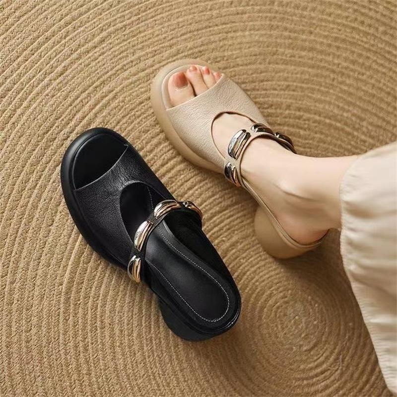 Sandale dama vară 2026 toc bloc, vârf deschis, slip-on