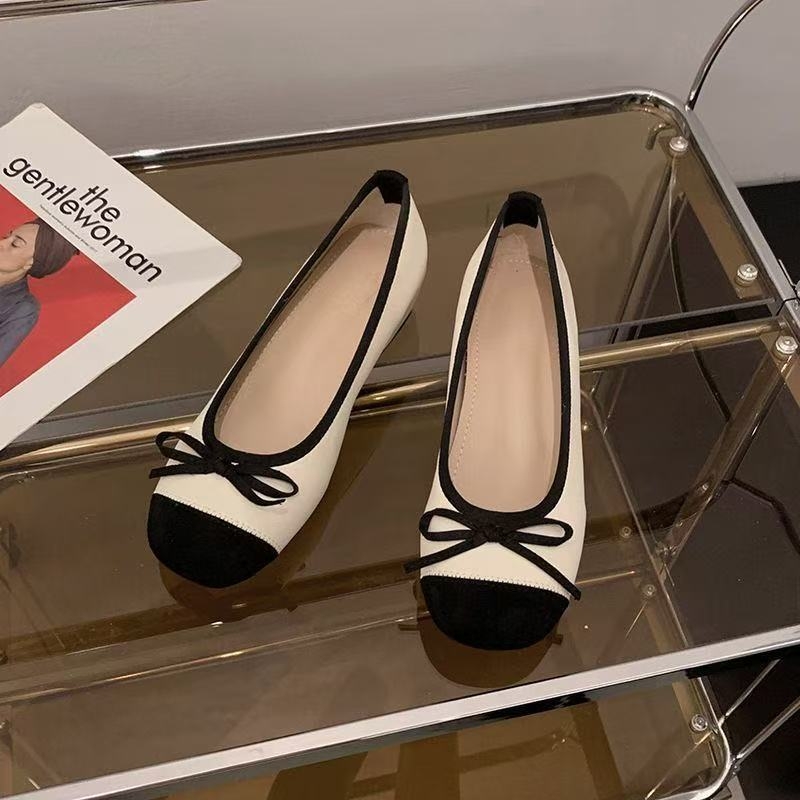 Női francia stílusú masni kötésű magasságot növelő balerina cipő, 2026-os modell, elegáns Mary Jane cipő