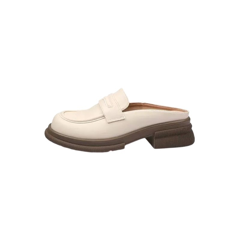 Női zárt orrú, hátsó rész nélküli slip-on mokaszín, vastag sarkú – 2026 új modell