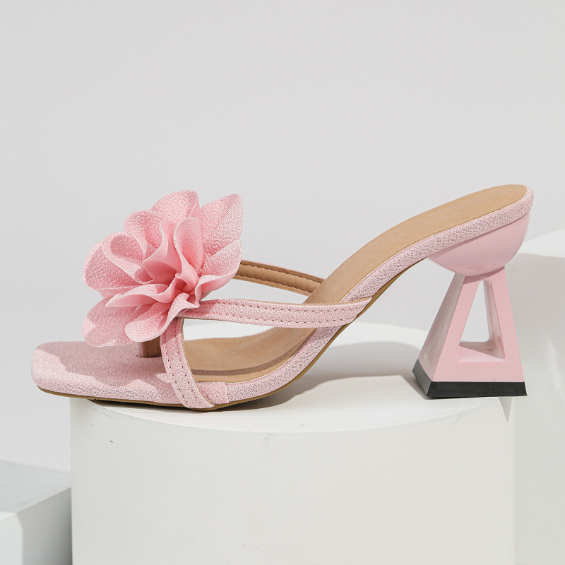 Női suede slingback magas sarkú szandál virágmintával, négyszögletű orr, 6–8 cm sarok, nyár 2026
