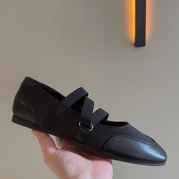 Női lapos cipő négyzetes orral, 2026 tavasz új modell, Mary Jane balerina gumis pánttal, ezüst