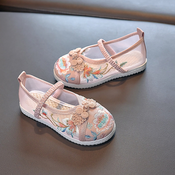 Pantofi de fetițe cu broderie, în stil etnic chinezesc, pantofi de vară din material textil