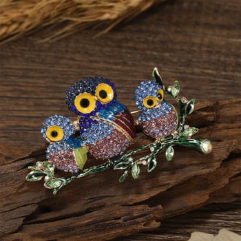 Kristályos bagoly brooch ruházathoz – vintage uniszex kiegészítő