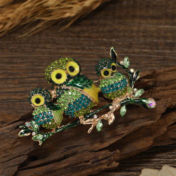 Kristályos bagoly brooch ruházathoz – vintage uniszex kiegészítő