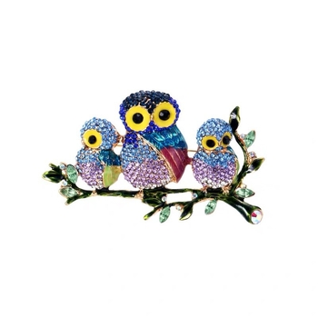 Kristályos bagoly brooch ruházathoz – vintage uniszex kiegészítő