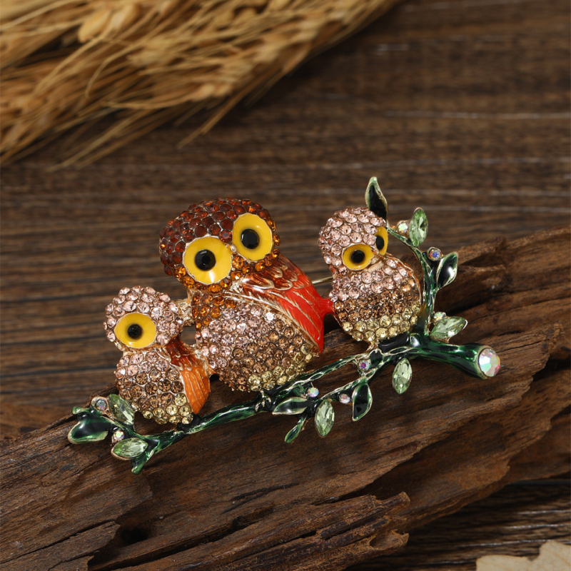 Kristályos bagoly brooch ruházathoz – vintage uniszex kiegészítő
