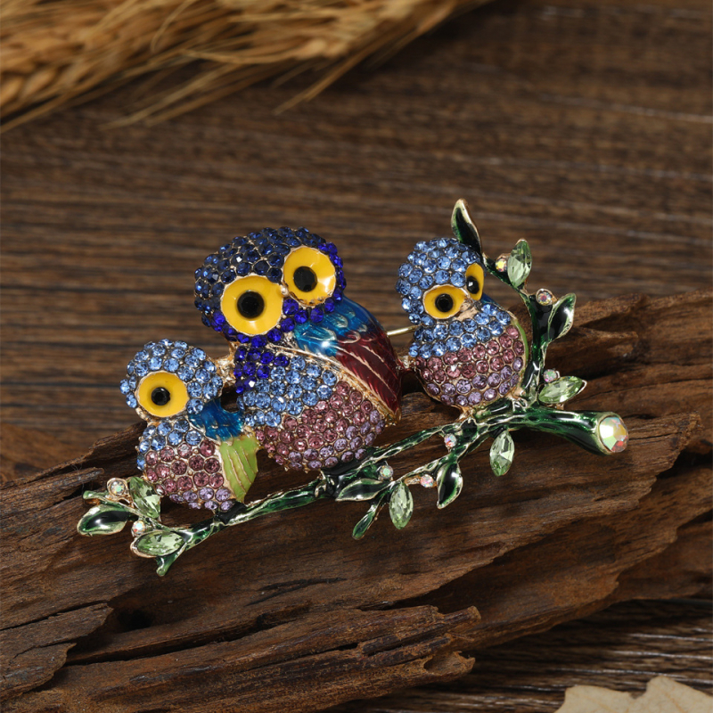 Kristályos bagoly brooch ruházathoz – vintage uniszex kiegészítő