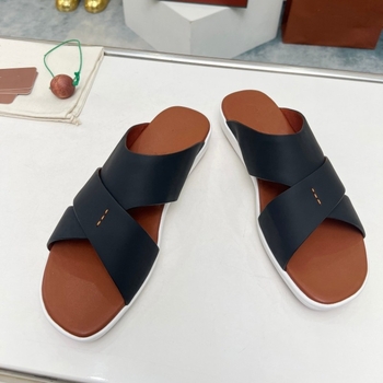 Slapi bărbați din piele naturală, respirabili, talpă groasă, încălțăminte casual de plajă 2024 primăvară-vară