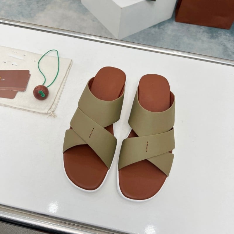 Slapi bărbați din piele naturală, respirabili, talpă groasă, încălțăminte casual de plajă 2024 primăvară-vară