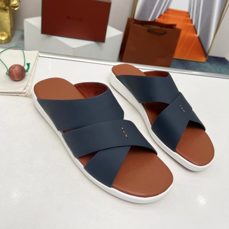 Slapi bărbați din piele naturală, respirabili, talpă groasă, încălțăminte casual de plajă 2024 primăvară-vară