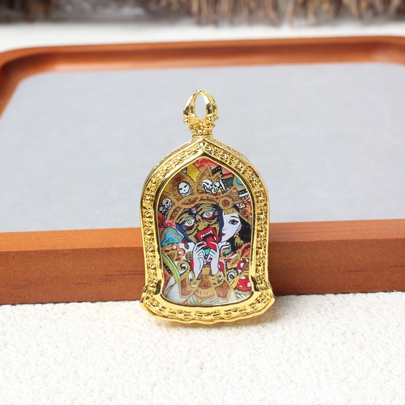 Thangka nyaklánc tigriszemmel, Zaki Lhamo, kínai-tibeti stílus